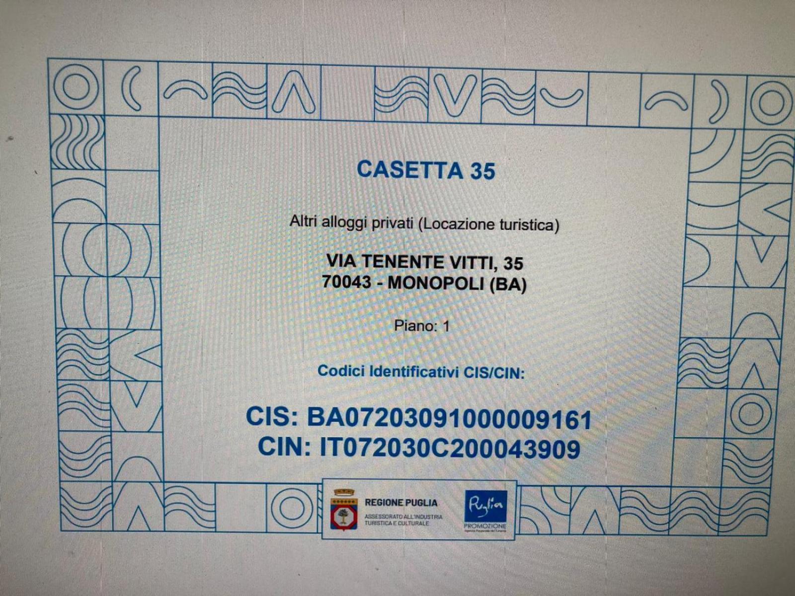 Casetta 35 Monopoli Exteriör bild